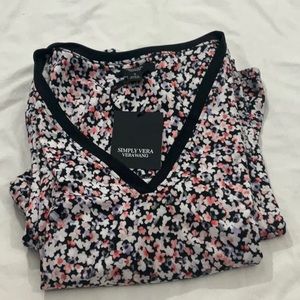 Simply Vera Vera Wang Cozy Short Sleeve Pajama Top & Pajama Pants Sleep Set